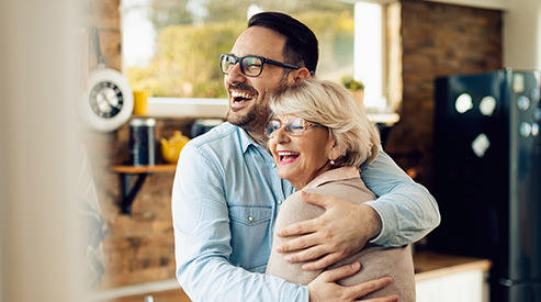 Man and woman hugging