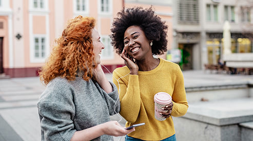 Two women laughing
